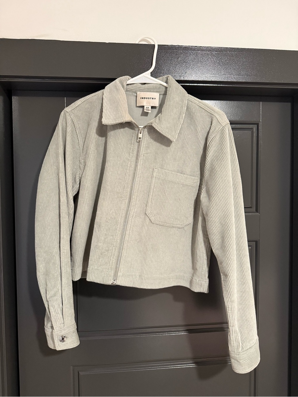 Nordstrom Light Green Corduroy Zip-Front Jacket